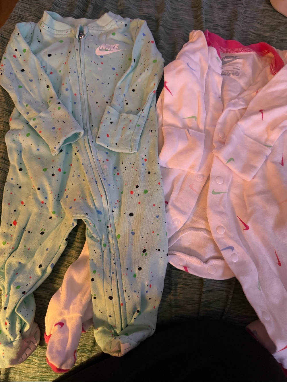 Nike Mint Green Speckled Baby Footie with Pastel Accents